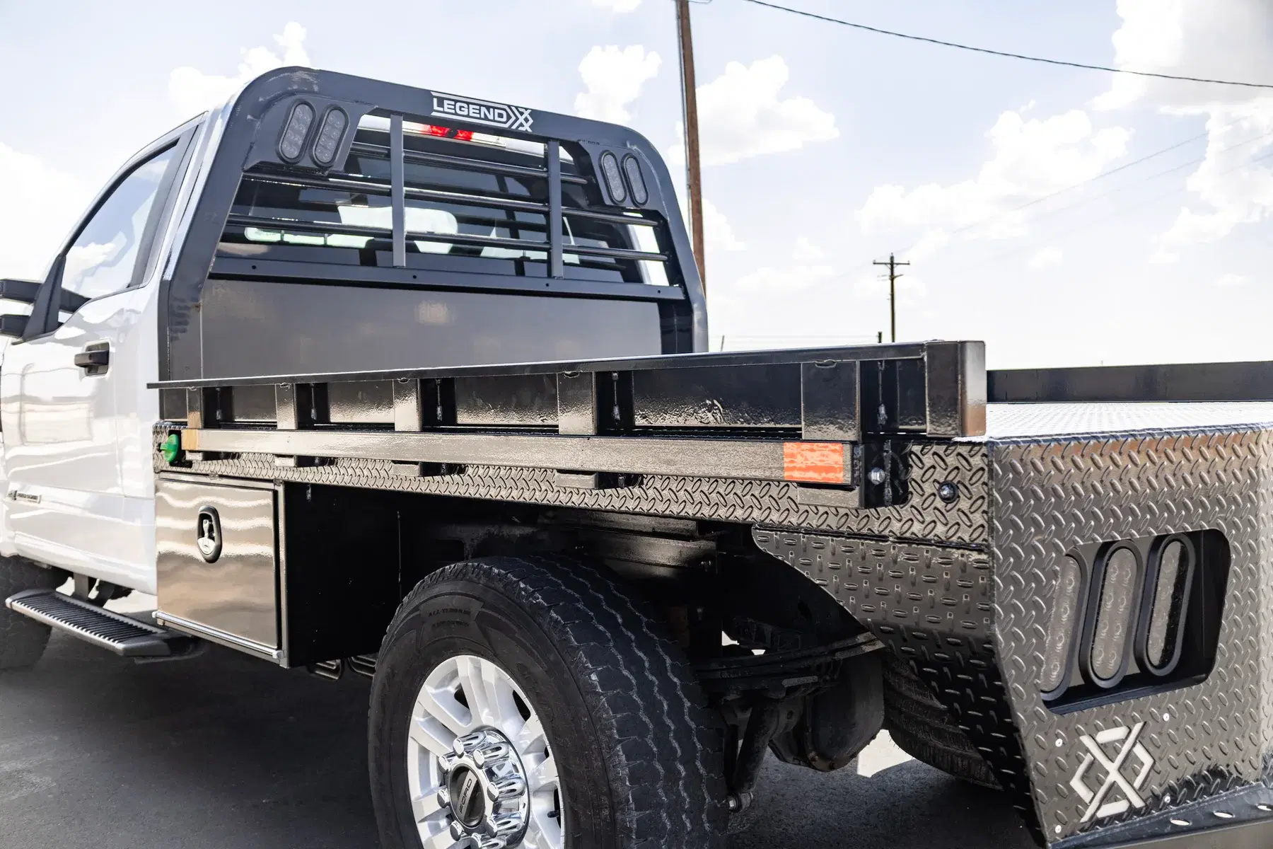 Fixed side rail set installed around a Legend X flatbed