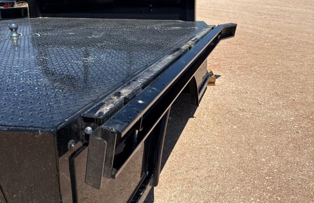 Fold-down side rails installed on a Legend X flatbed