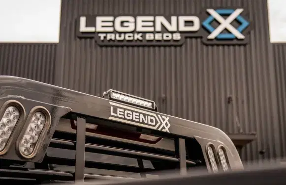 LED light bar lit up on a Legend X headache rack