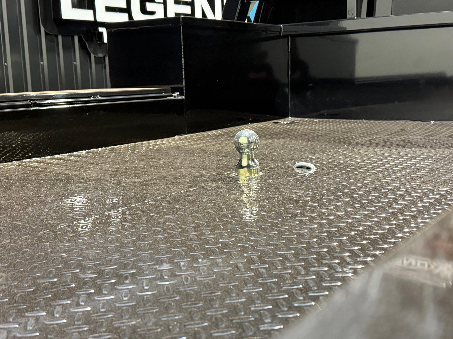 Flush-mounted B&W turnover ball in a Legend X treadplate deck