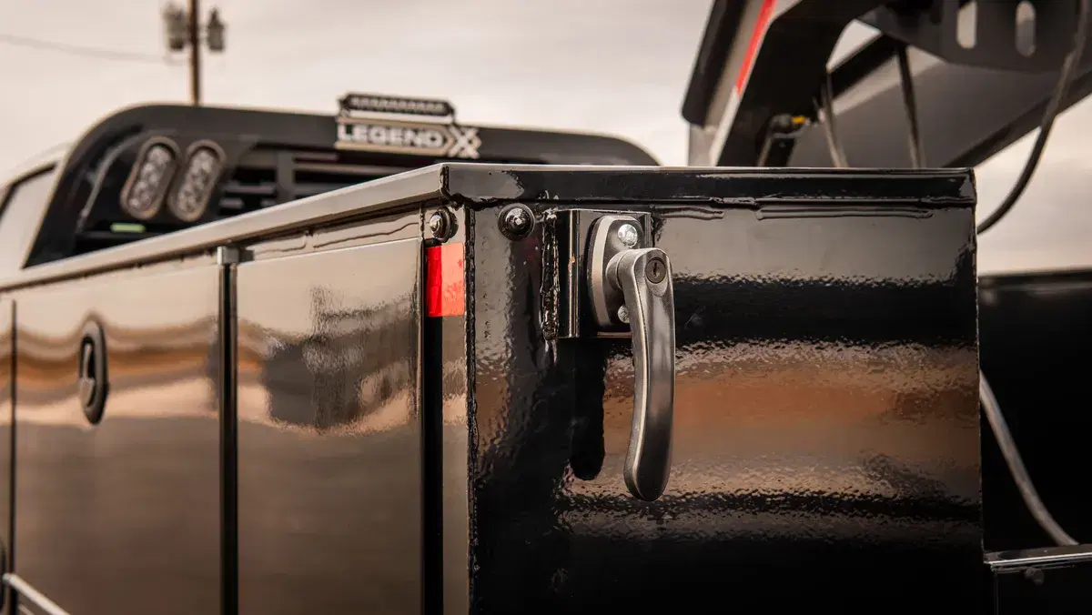 Close-up of the Titan master lock handle on the service body